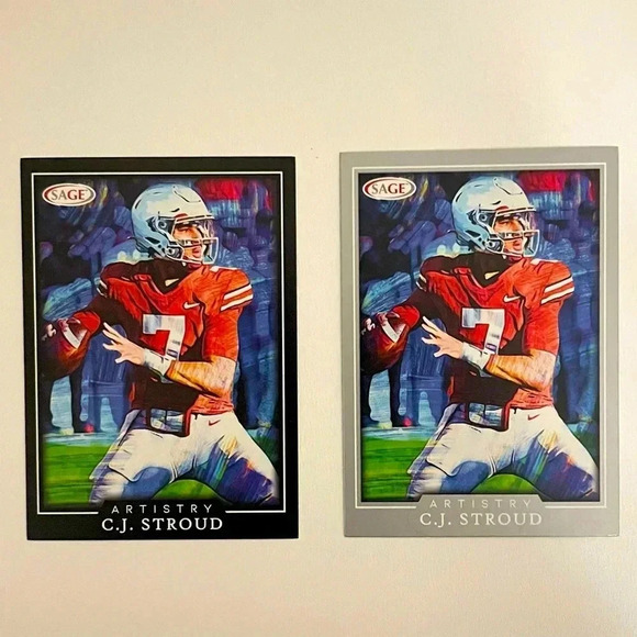 CJ Stroud Black Border & Silver Border Insert 2022 Sage Artistry Houston Texans - Picture 1 of 2